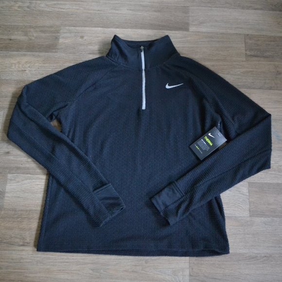 NWT Nike Therma Fleece Black Quarter Zip Running Pullover Women Size Medium - Picture 6 of 11